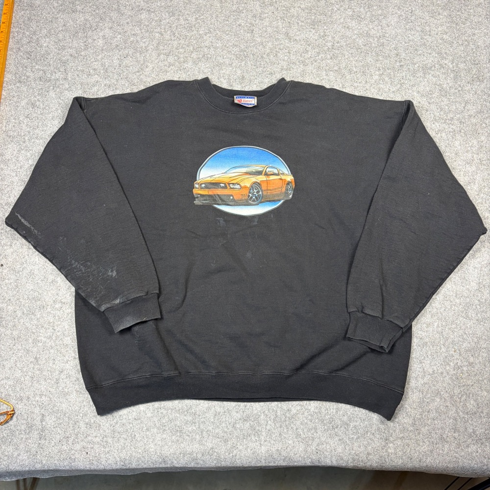 Hanes Ultimate Cotton Ford Mustang Graphic Sweatshirt Black 2XL Car Pullover